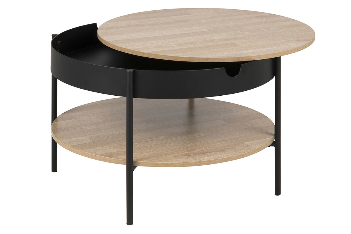 Mesa de centro madera y metal negro 75cm SUZIE
