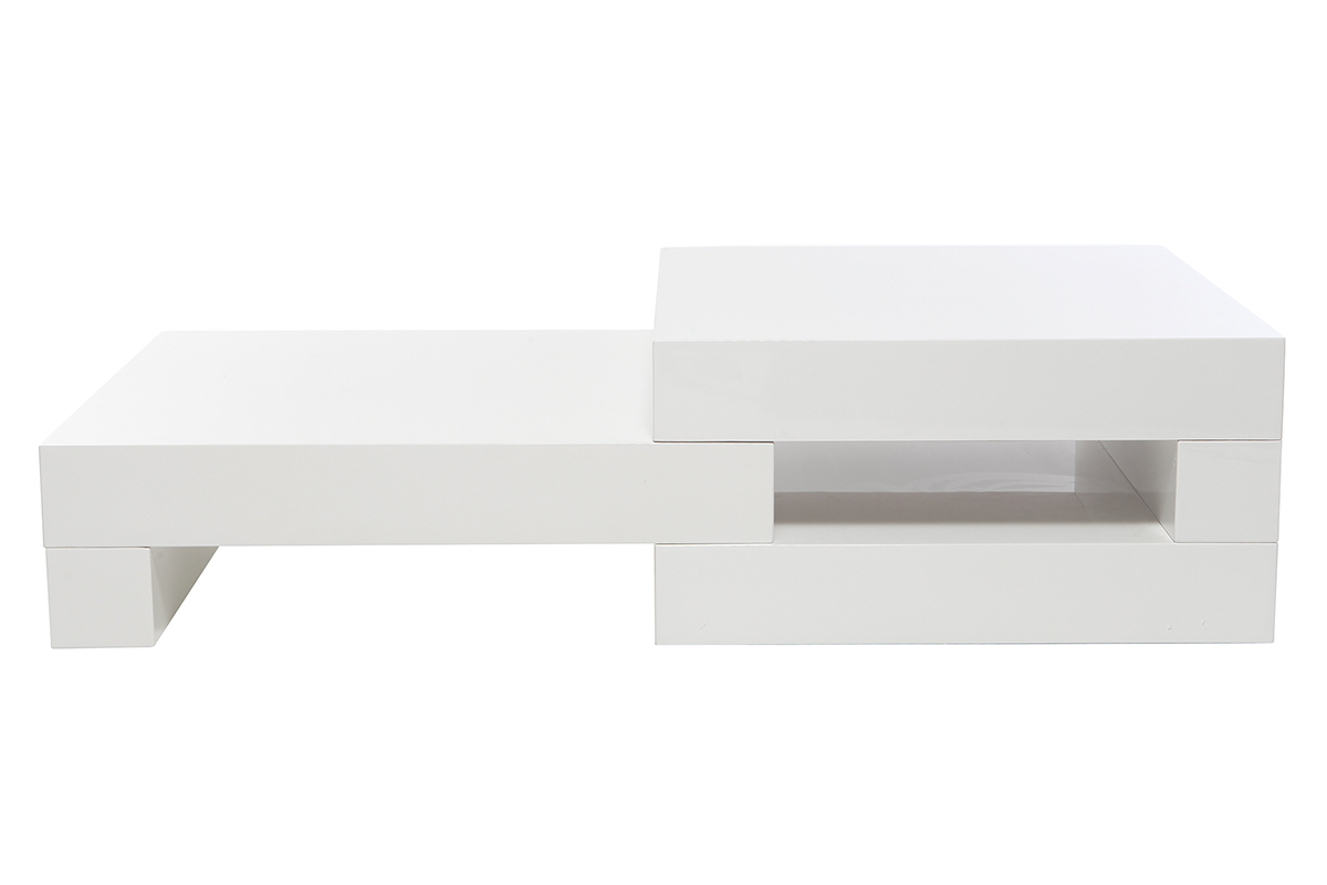 Mesa de centro moderna blanco brillante LUNA