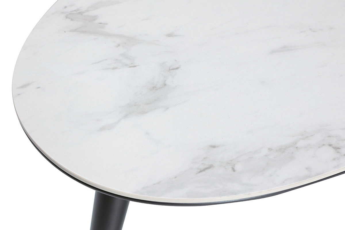 Mesa de centro moderna efecto mrmol con patas madera y oro ALLURE
