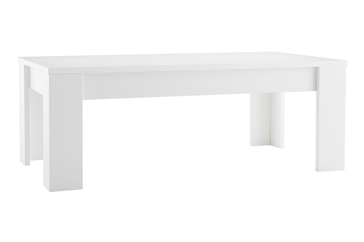 Mesa de centro moderna en madera blanca L122 cm LAND