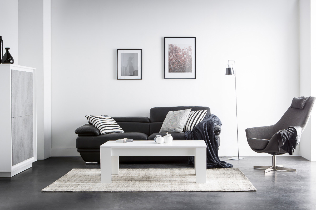 Mesa de centro moderna en madera blanca L122 cm LAND