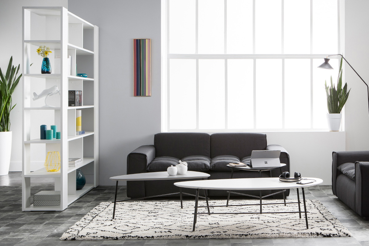 Mesa de centro moderna metal blanco 131 cm BLOOM