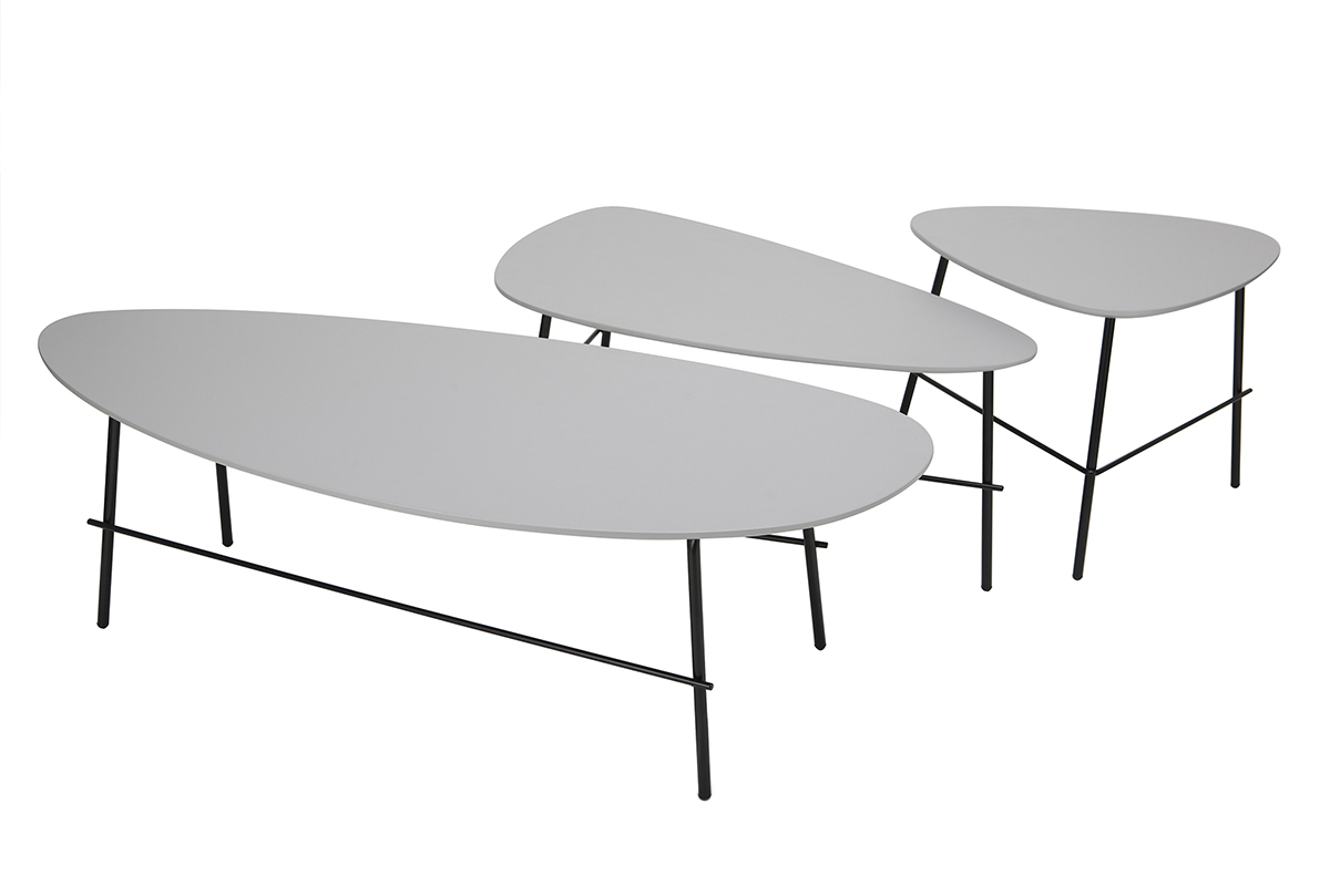 Mesa de centro moderna metal gris 131 cm BLOOM