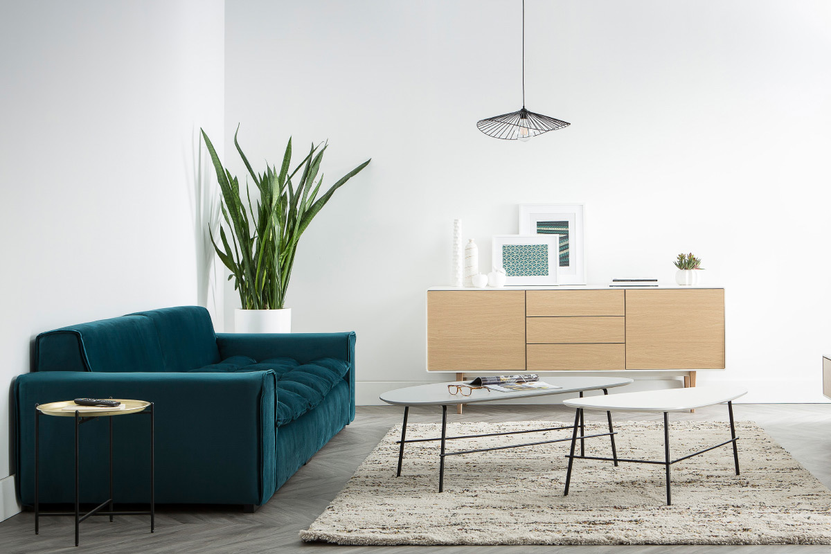 Mesa de centro moderna metal gris 131 cm BLOOM