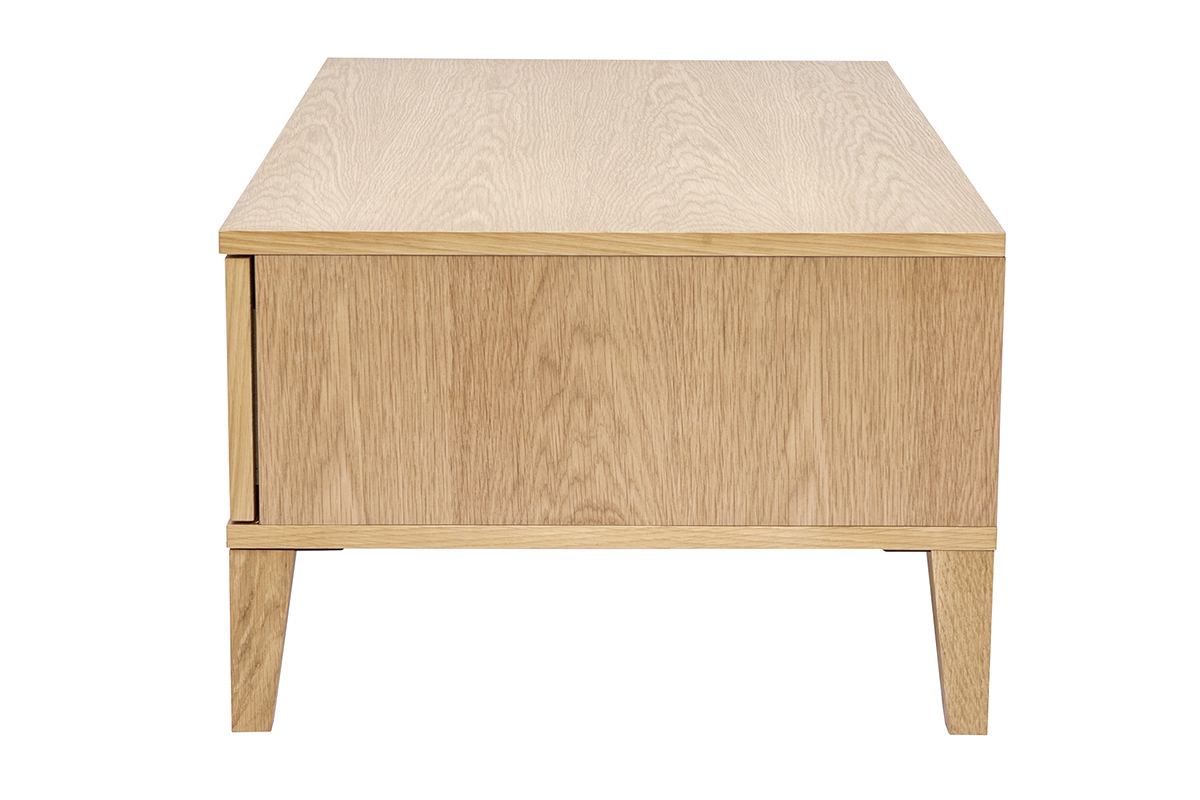 Mesa de centro nrdica con almacenaje de madera clara 100 cm FREDDY
