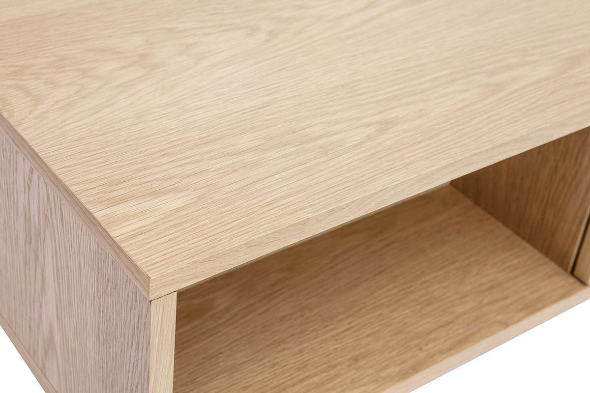 Mesa de centro nrdica con almacenaje de madera clara 100 cm FREDDY