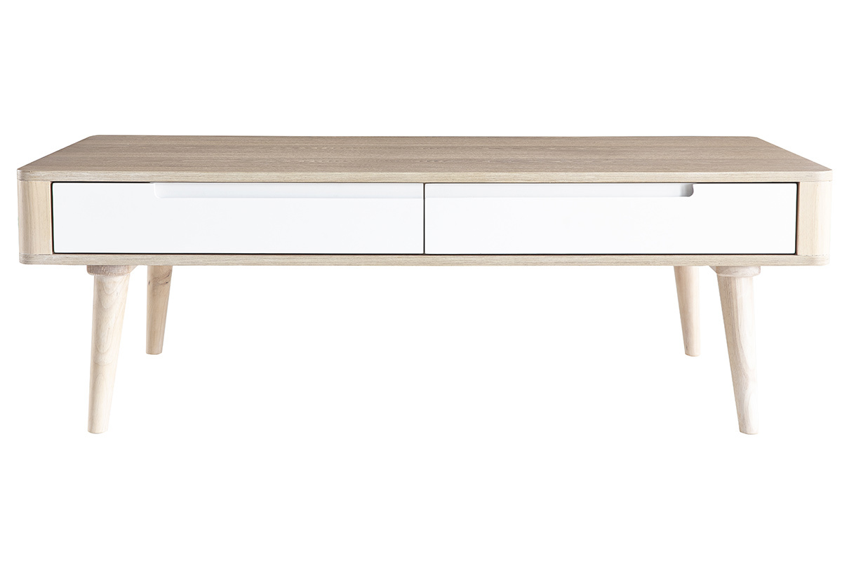 Mesa de centro nrdica fresno y blanco GOTLAND