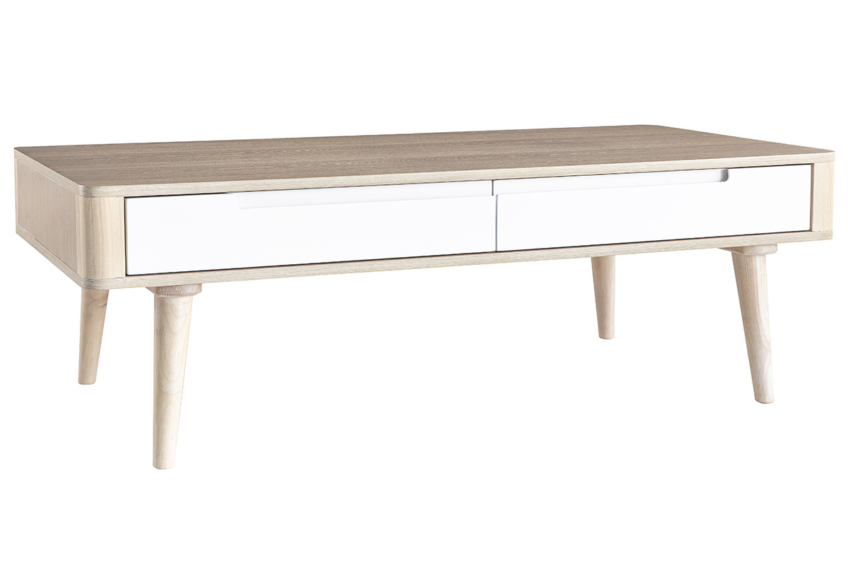 Mesa de centro nrdica fresno y blanco GOTLAND
