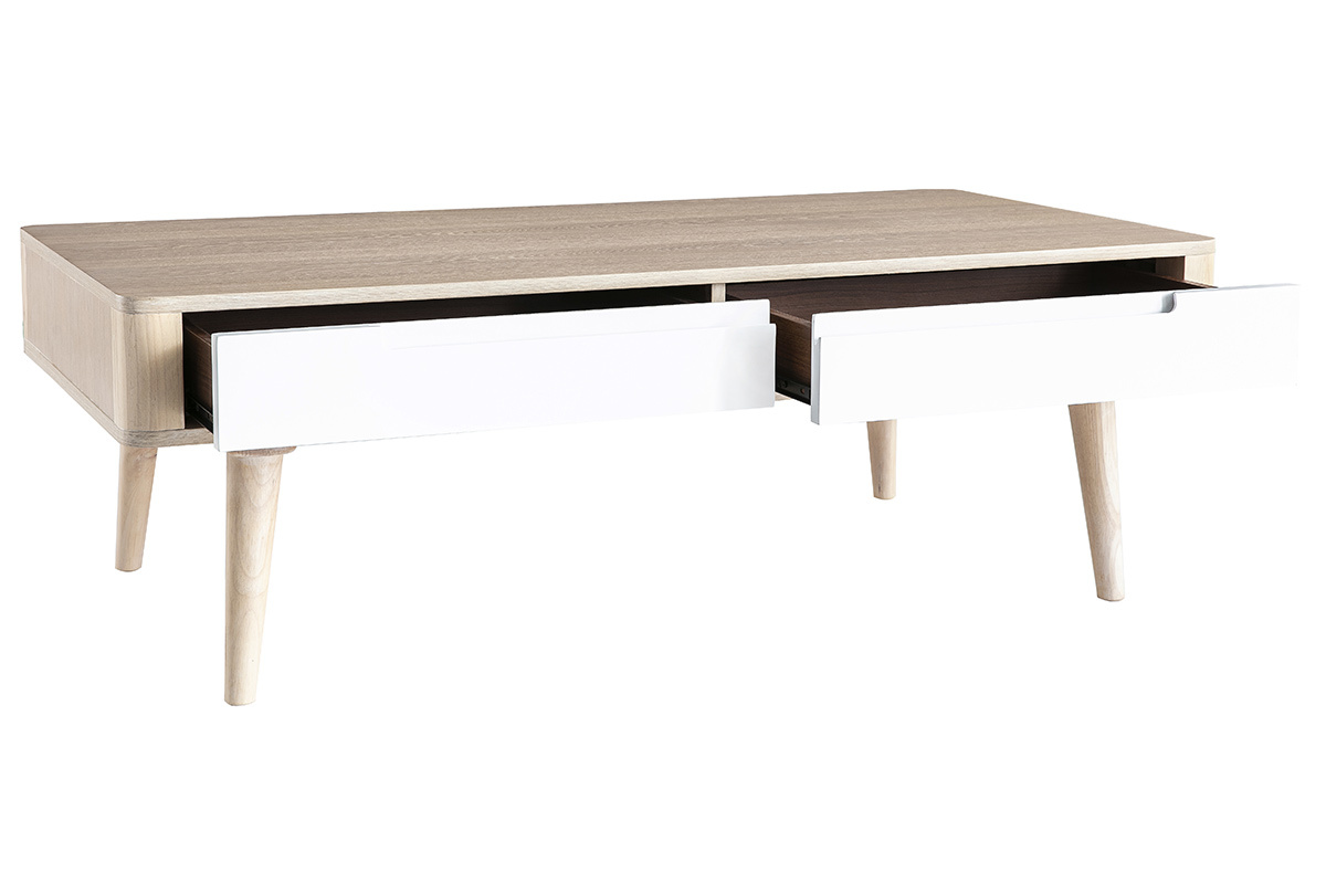 Mesa de centro nrdica fresno y blanco GOTLAND