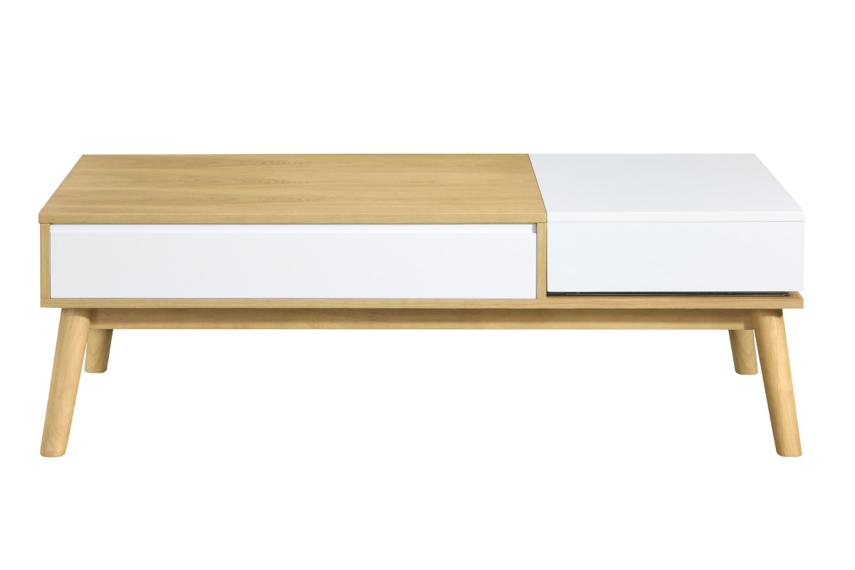 Mesa de centro nrdica madera clara y blanca con almacenaje TALIA