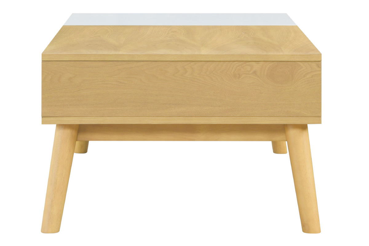 Mesa de centro nrdica madera clara y blanca con almacenaje TALIA