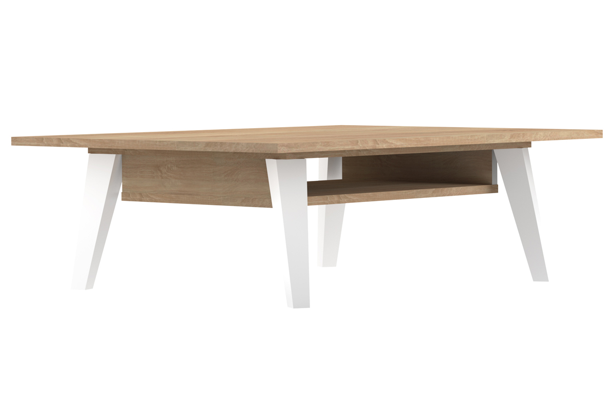 Mesa de centro nrdica madera y blanca ORIGAMI
