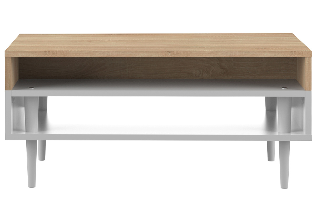 Mesa de centro nrdica madera y blanca STRIPE
