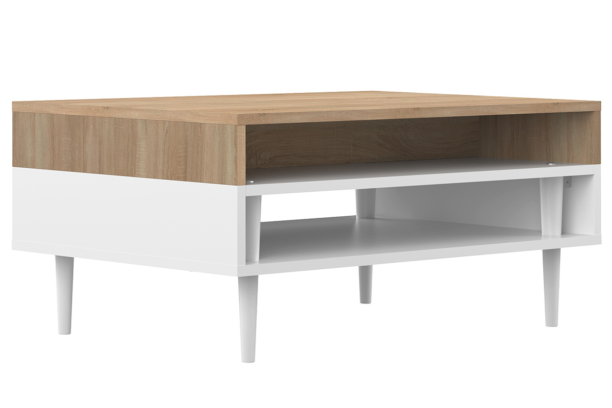 Mesa de centro nrdica madera y blanca STRIPE