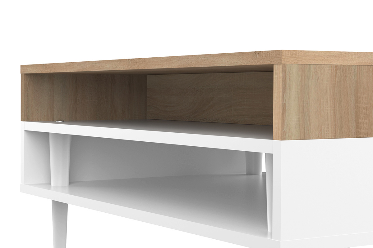 Mesa de centro nrdica madera y blanca STRIPE