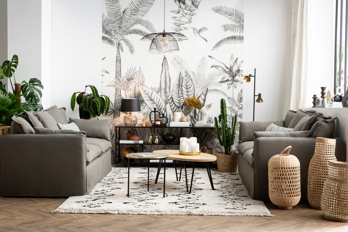 Mesa de centro oval L100 x P55 cm en mango macizo VIBES