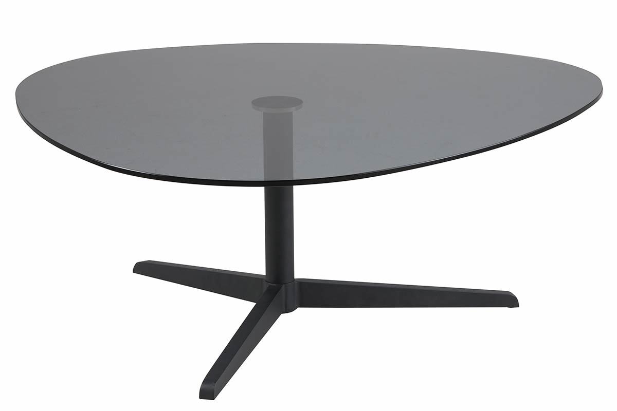 Mesa de centro oval negra en cristal ahumado y metal GALET