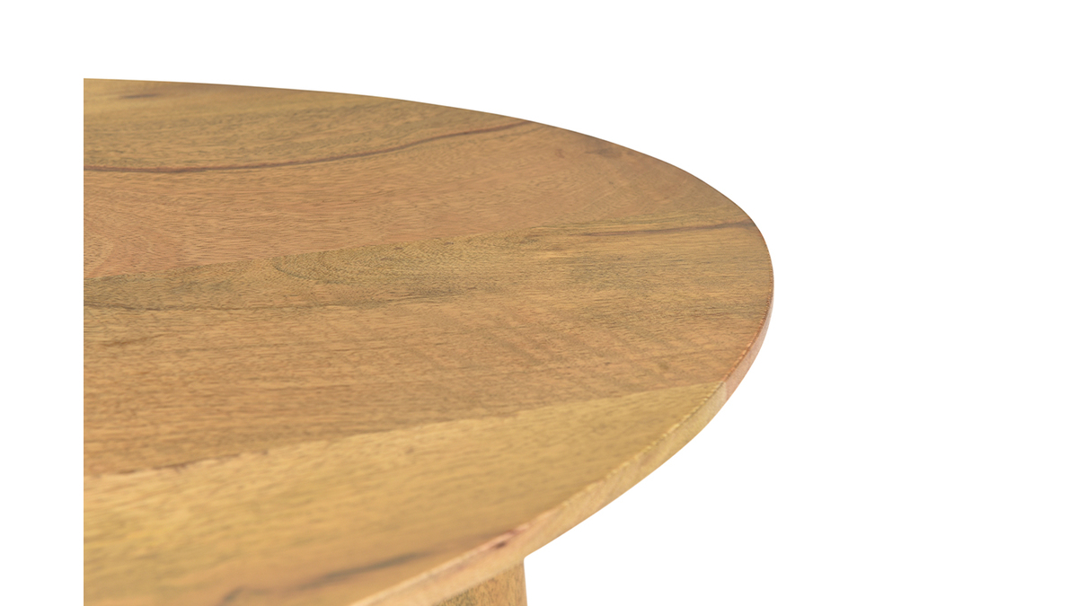 Mesa de centro ovalada de madera de mango maciza clara 100cm PALEY