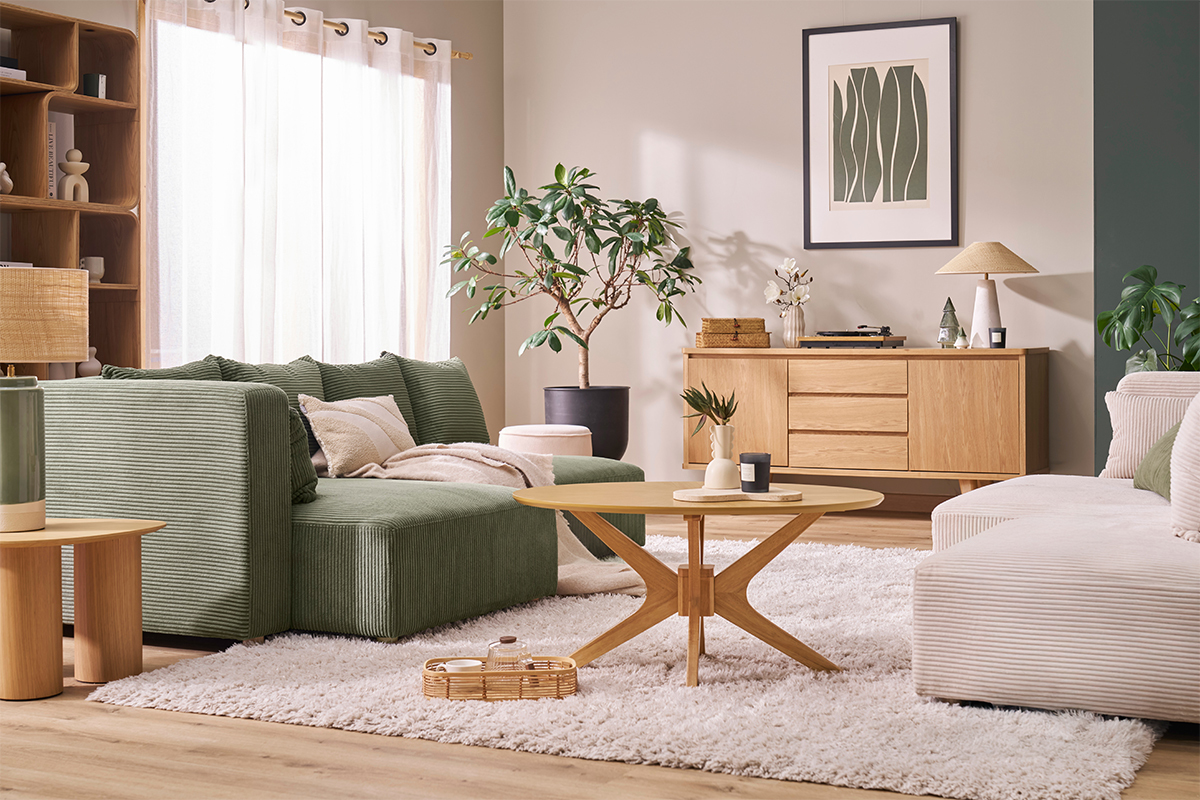 Mesa de centro ovalada madera clara roble L90 cm DIELLI