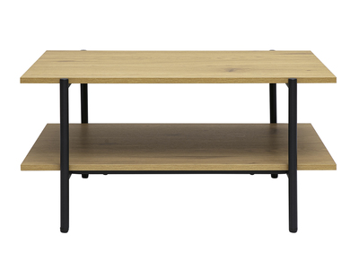 Mesa de centro rectangular acabado en madera clara roble y metal negro L80 cm PIPPA