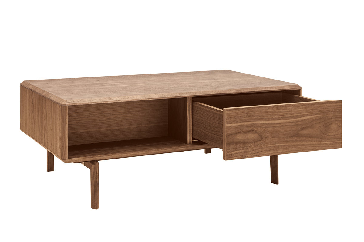 Mesa de centro rectangular con almacenaje en madera oscura de nogal L100 cm SUVA
