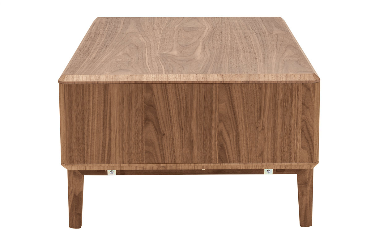 Mesa de centro rectangular con almacenaje en madera oscura de nogal L100 cm SUVA