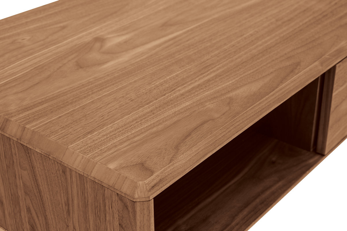 Mesa de centro rectangular con almacenaje en madera oscura de nogal L100 cm SUVA