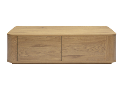 Mesa de centro rectangular con almacenamiento 2 cajones acabado madera clara roble L120 cm NEGAN