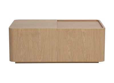 Mesa de centro rectangular de madera clara roble con almacenaje L100 cm BELLY