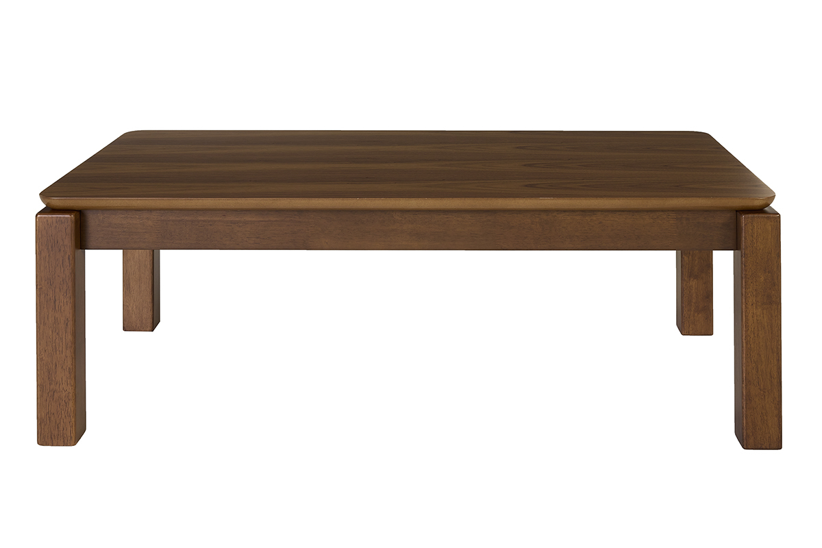 Mesa de centro rectangular de madera oscura nogal L120 cm, vista de frente