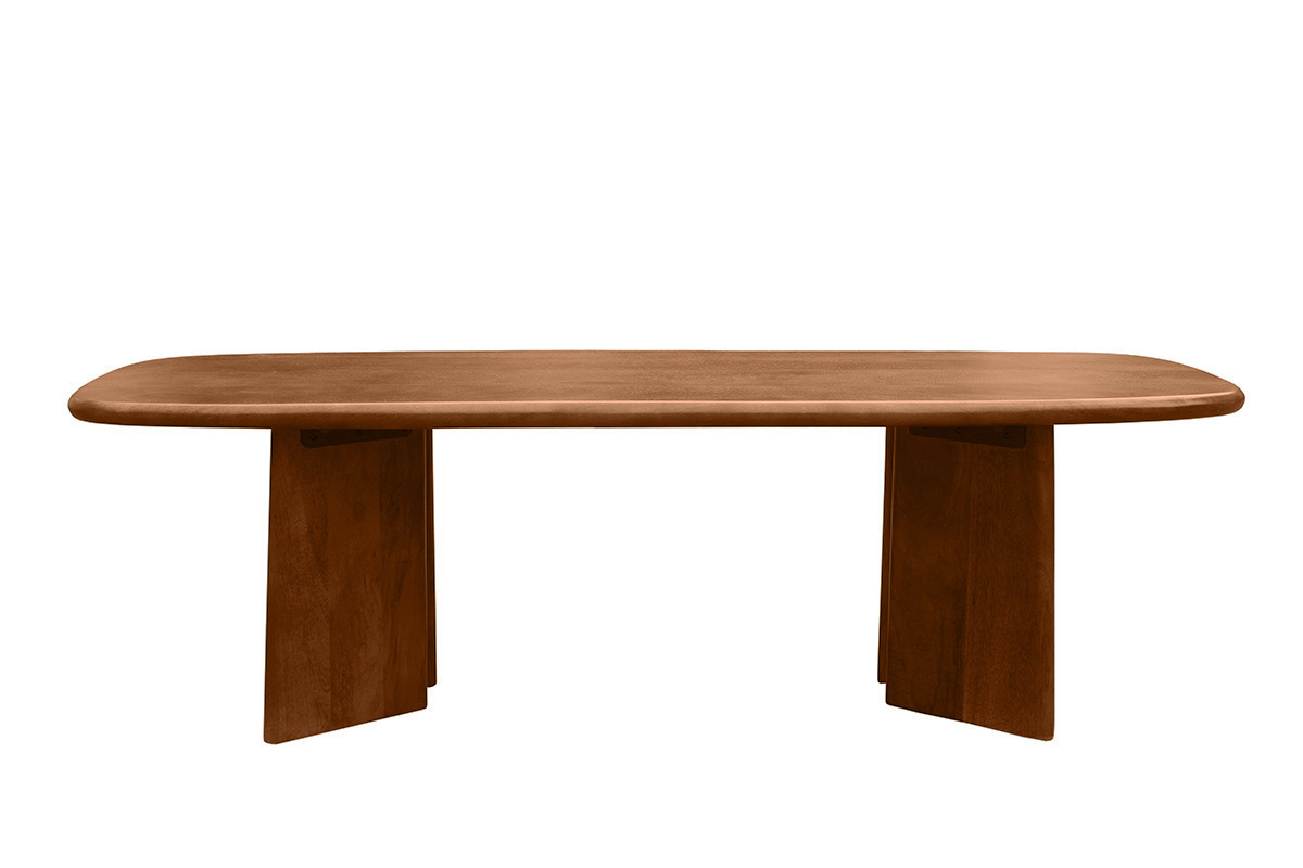 Mesa de centro rectangular de madera de mango, vista frontal.