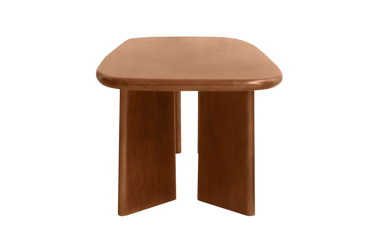 Mesa baja de madera maciza de mango, vista lateral.