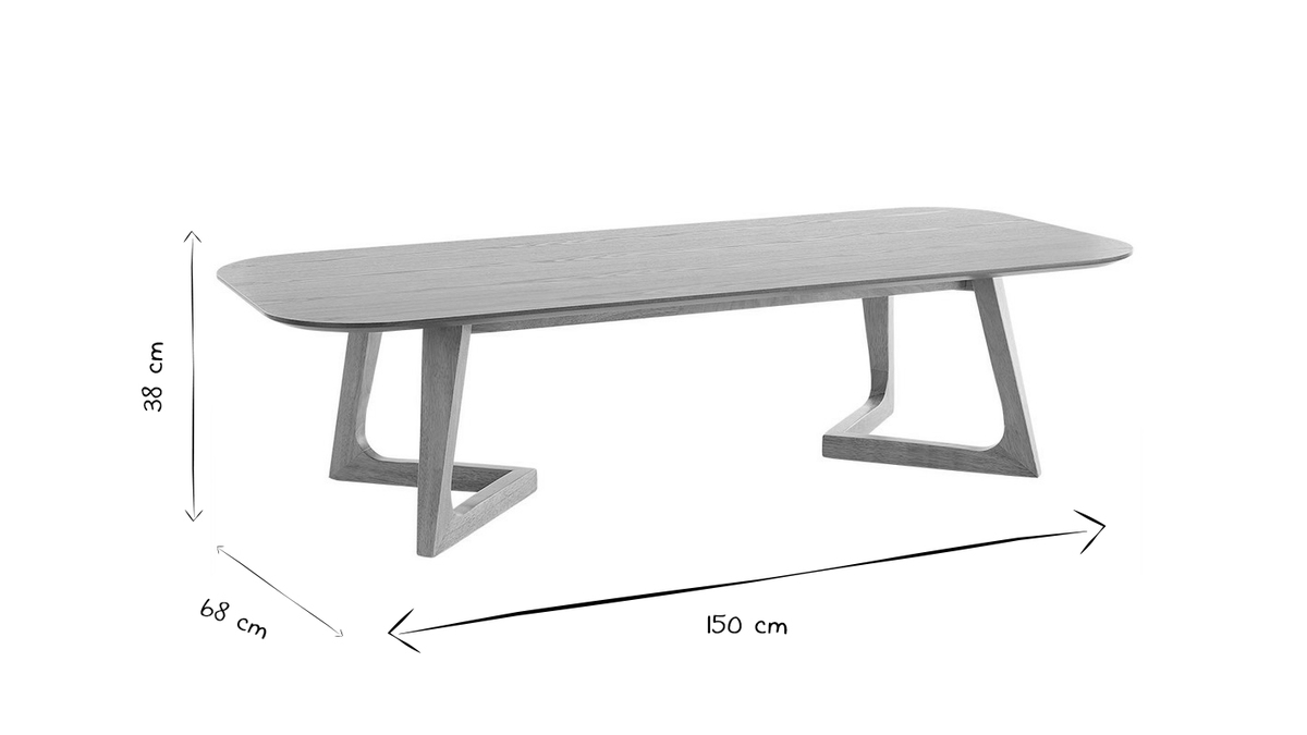 Mesa de centro rectangular nórdica de madera clara 150 cm JUKE