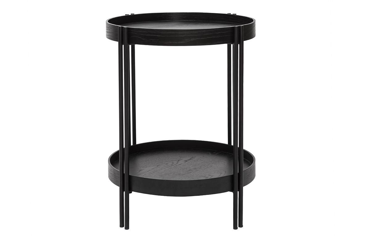 Mesa de centro redonda acabado roble negro y metal D45 cm TWICE