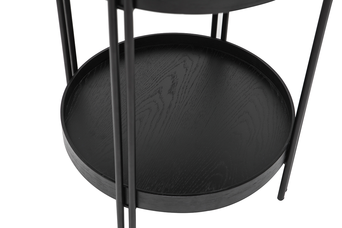 Mesa de centro redonda acabado roble negro y metal D45 cm TWICE
