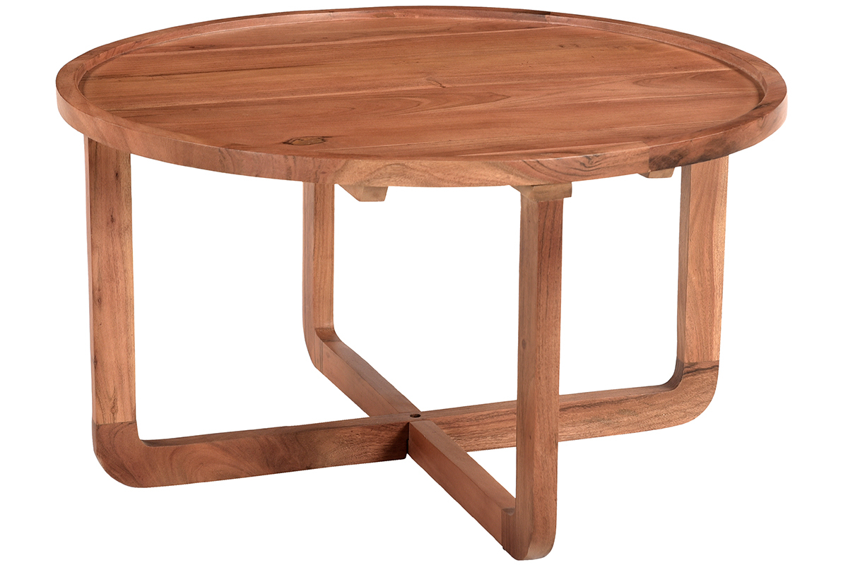 Mesa de centro redonda de acacia maciza 80cm HITA