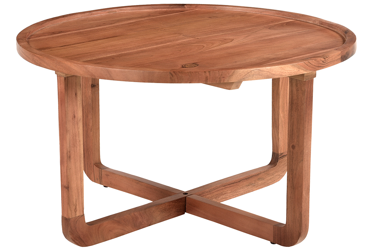 Mesa de centro redonda de acacia maciza 80cm HITA