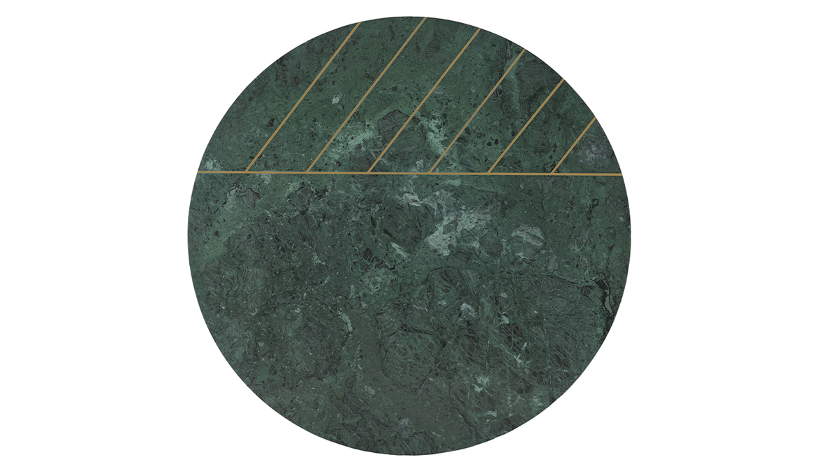 Mesa de centro redonda de diseo de mrmol verde y latn 90 cm SILLON