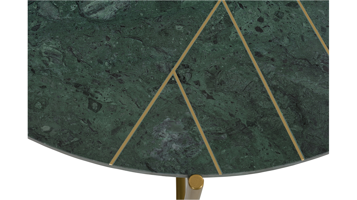 Mesa de centro redonda de diseo de mrmol verde y latn 90 cm SILLON