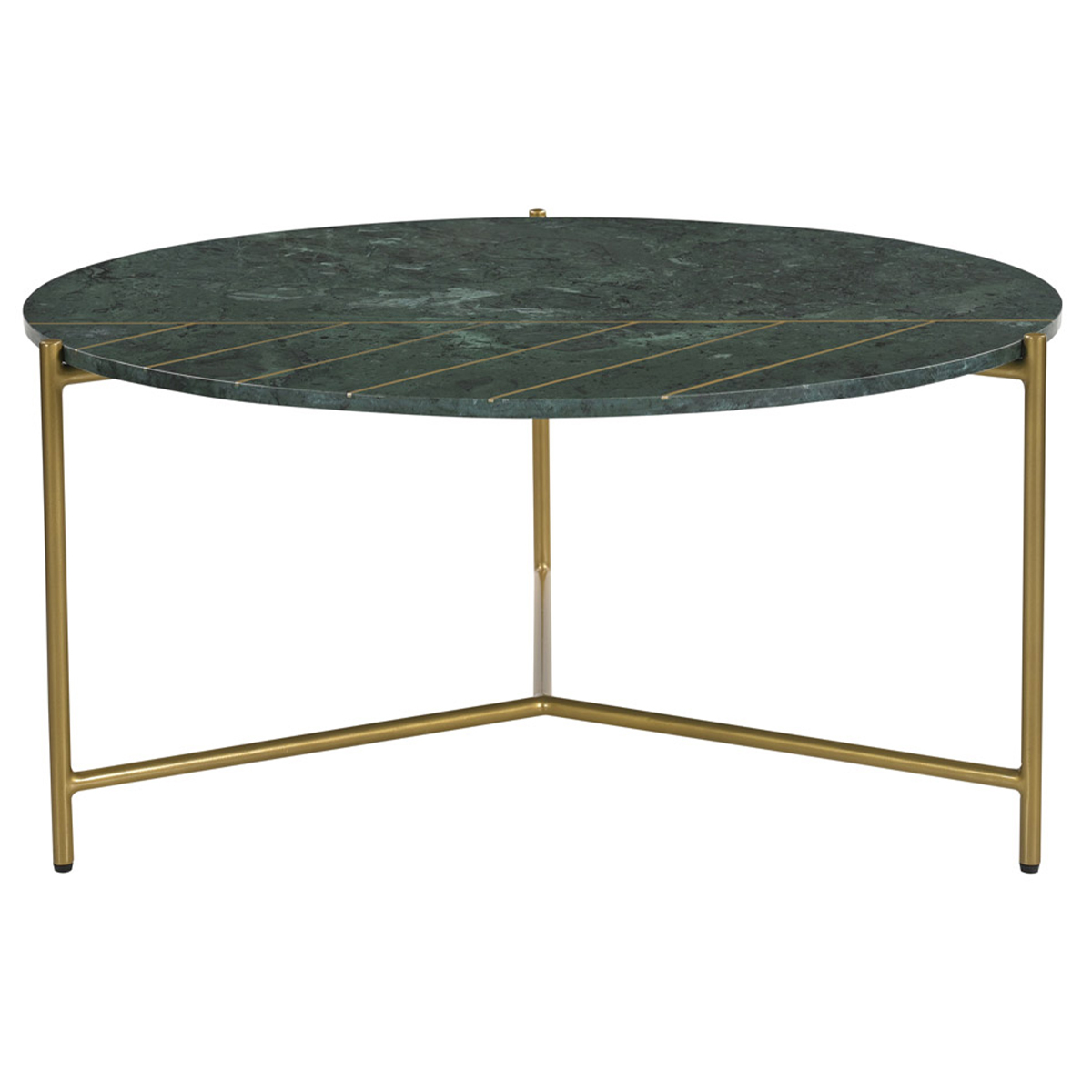 Mesa de centro redonda de diseño de mármol verde y latón 90 cm SILLON