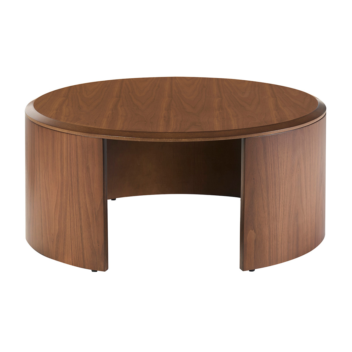 Mesa de centro redonda de diseño en madera oscura nogal D80 cm ZAHRA