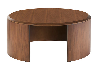Mesa de centro redonda de dise&ntilde;o en madera oscura nogal D80 cm ZAHRA