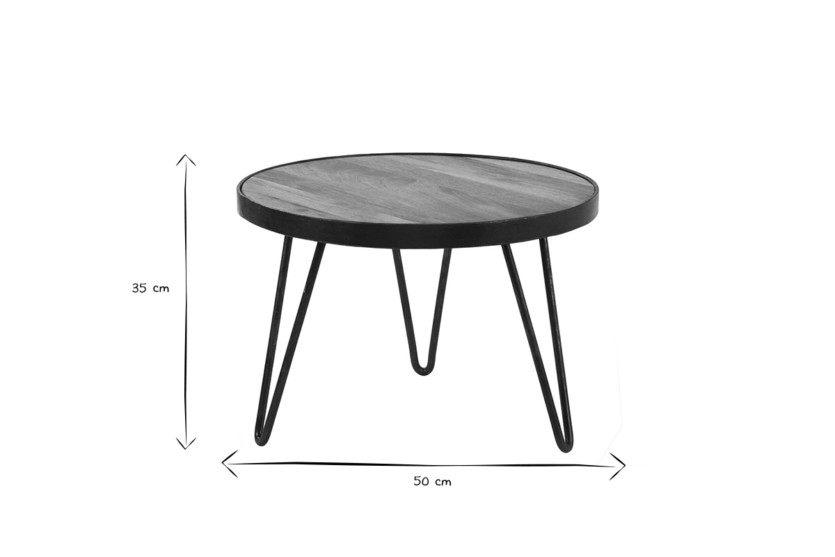 Mesa de centro redonda diseo industrial 50x35cm ATELIER
