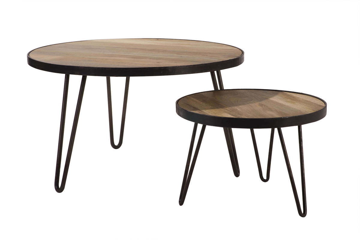 Mesa de centro redonda diseo industrial 80x45 cm ATELIER