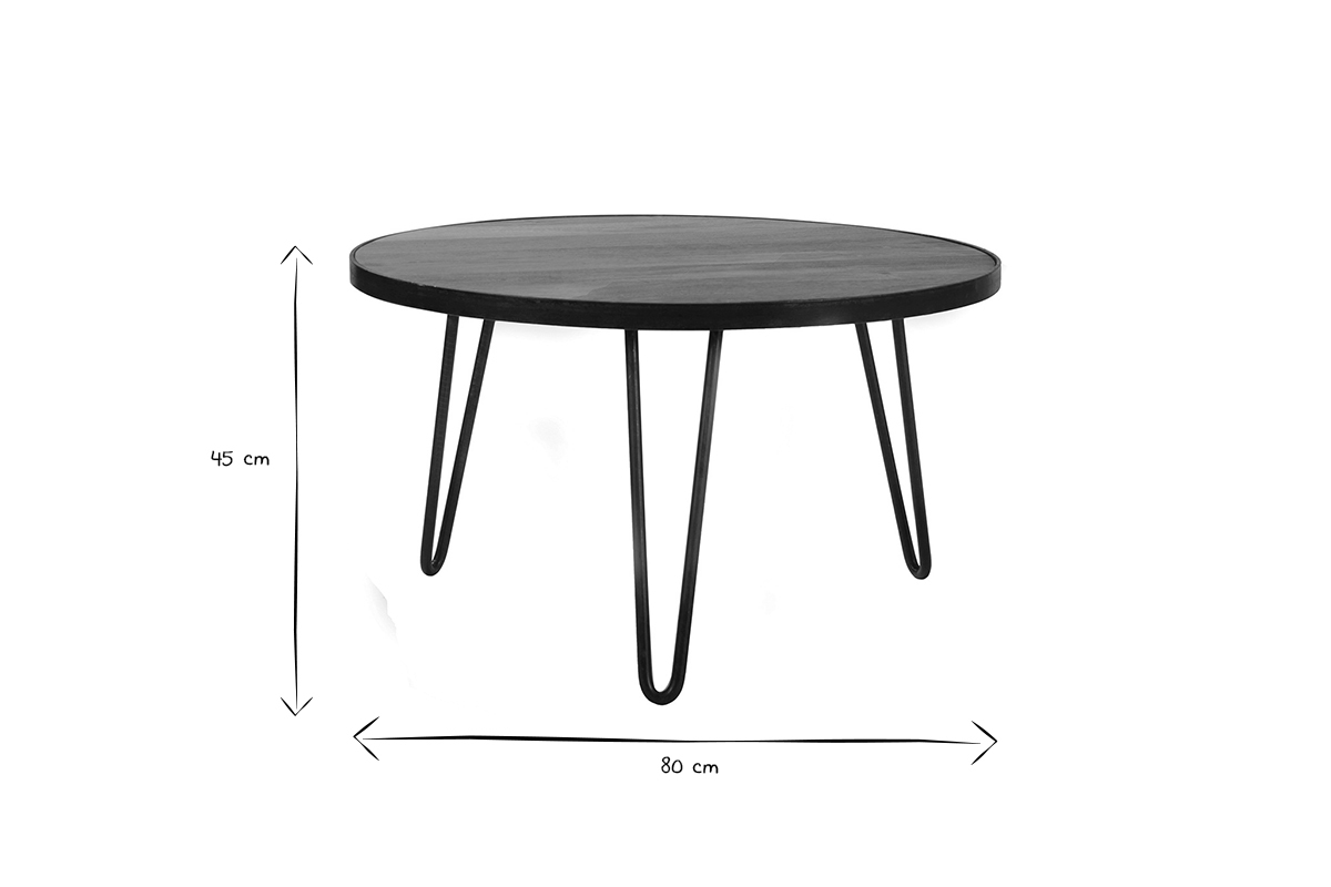 Mesa de centro redonda diseo industrial 80x45 cm ATELIER