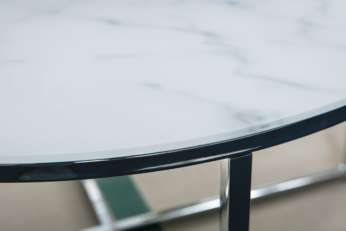 Mesa de centro redonda efecto mrmol blanco y patas en metal cm ALCINO