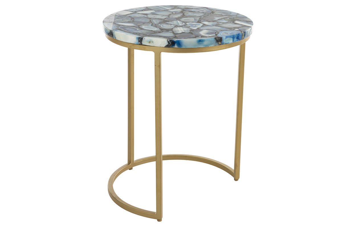 Mesa de centro redonda en gata azul D40 cm PIETRA