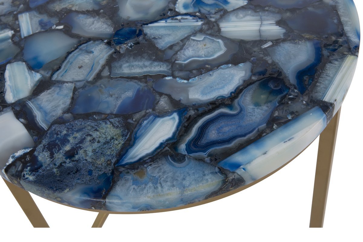 Mesa de centro redonda en gata azul D40 cm PIETRA
