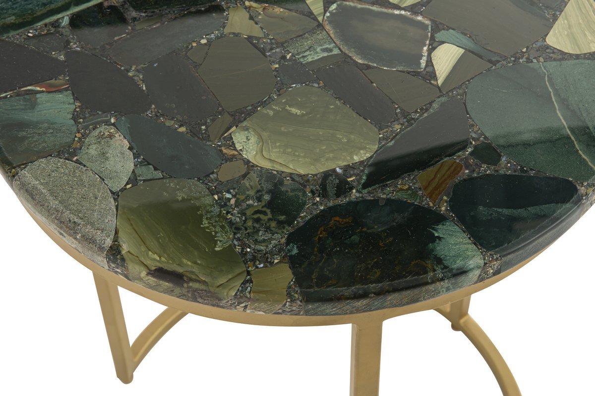 Mesa de centro redonda en jaspe verde D40 cm PIETRA