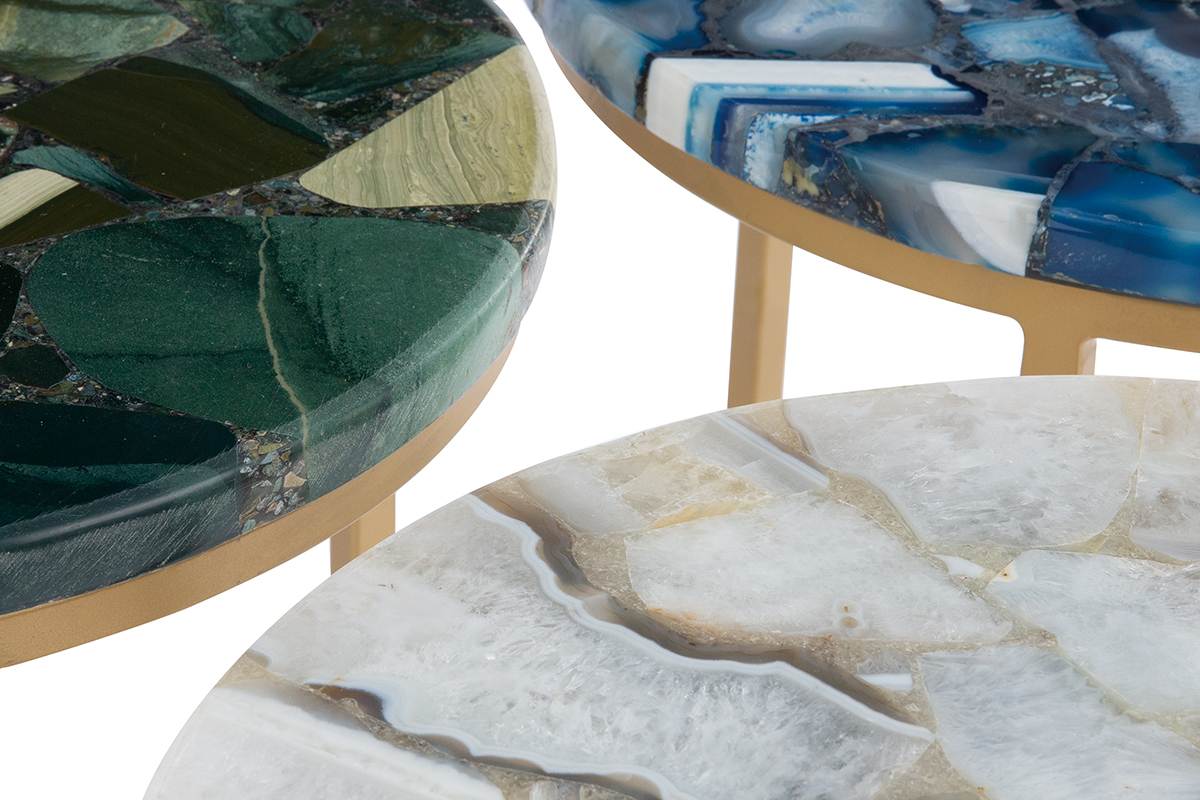 Mesa de centro redonda en jaspe verde D40 cm PIETRA